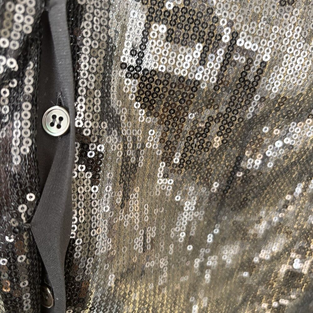 Michael Kors Collection Black Sequin Button-Up Top Womens Size 14 Italy - Picture 7 of 16